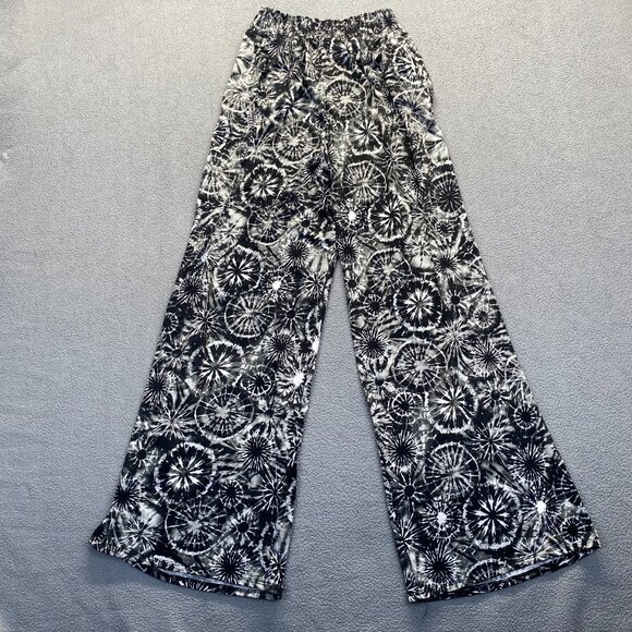 Karen Brooks Pants Womens Black Mid Rise Wide Leg Pockets,Large,USA,Elastic Wais - Picture 2 of 6